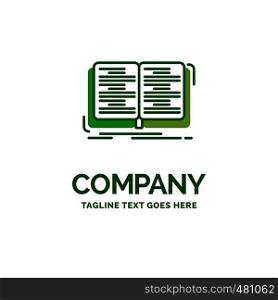 book, education, lesson, study Flat Business Logo template. Creative Green Brand Name Design.
