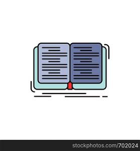 book, education, lesson, study Flat Color Icon Vector