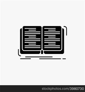book, education, lesson, study Glyph Icon. Vector isolated illustration