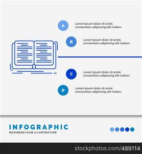 book, education, lesson, study Infographics Template for Website and Presentation. Line Blue icon infographic style vector illustration. Vector EPS10 Abstract Template background