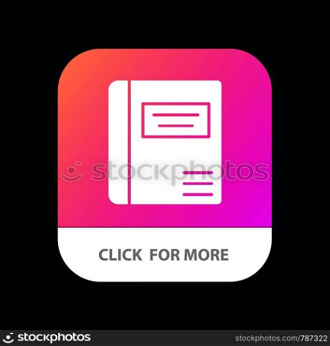 Book, Education, Medical Book, Medical Mobile App Button. Android and IOS Glyph Version