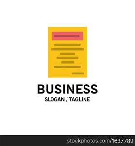 Book, Education, Study Business Logo Template. Flat Color
