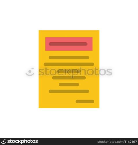 Book, Education, Study Flat Color Icon. Vector icon banner Template