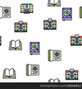 Book Educational Literature Read Vector Seamless Pattern Thin Line Illustration. Book Educational Literature Read Vector Seamless Pattern