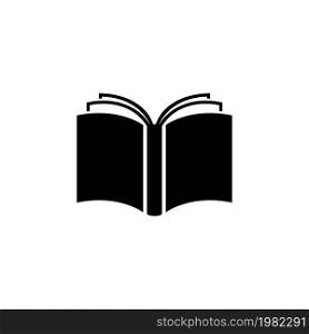 Book. Encyclopedia. Open Book. Flat Vector Icon. Simple black symbol on white background. Book Flat Vector Icon