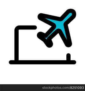 Book flight tickets online using laptop.