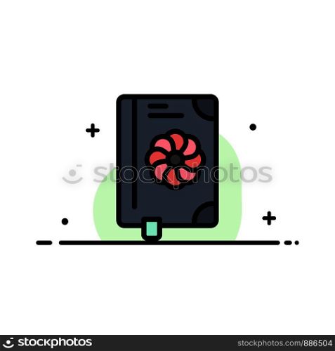 Book, Flower, Text, Spring Business Flat Line Filled Icon Vector Banner Template