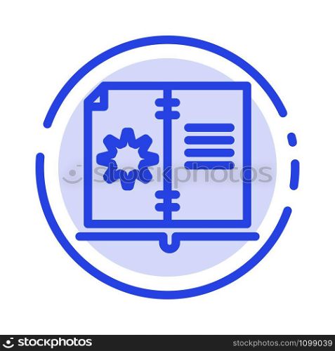 Book, Guide, Hardware, Instruction Blue Dotted Line Line Icon