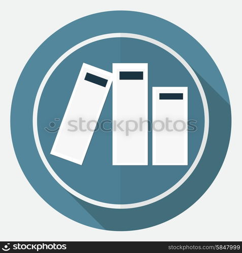 Book icon on white circle with a long shadow