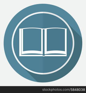 Book icon on white circle with a long shadow