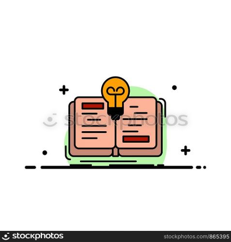 Book, Idea, Novel, Story Business Flat Line Filled Icon Vector Banner Template