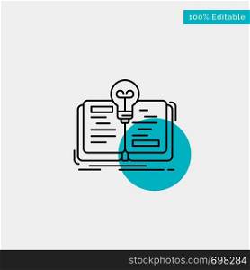 Book, Idea, Novel, Story turquoise highlight circle point Vector icon