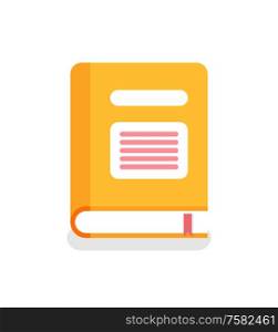 Book in cover with lines and bookmark isolated icon vector. Ribbon made of cloth, education resource, encyclopedia for students. University and school. Book in Cover with Lines Bookmark Isolated Icon