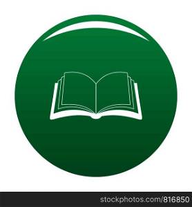Book information icon. Simple illustration of book information vector icon for any design green. Book information icon vector green