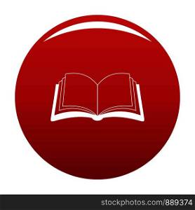 Book information icon. Simple illustration of book information vector icon for any design red. Book information icon vector red