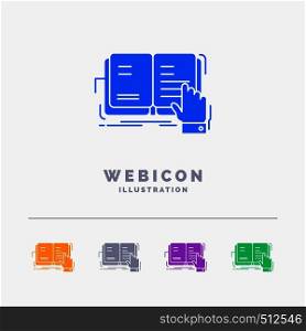 book, lesson, study, literature, reading 5 Color Glyph Web Icon Template isolated on white. Vector illustration. Vector EPS10 Abstract Template background