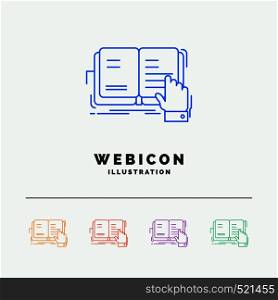 book, lesson, study, literature, reading 5 Color Line Web Icon Template isolated on white. Vector illustration. Vector EPS10 Abstract Template background