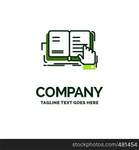 book, lesson, study, literature, reading Flat Business Logo template. Creative Green Brand Name Design.