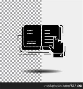 book, lesson, study, literature, reading Glyph Icon on Transparent Background. Black Icon. Vector EPS10 Abstract Template background