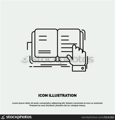 book, lesson, study, literature, reading Icon. Line vector gray symbol for UI and UX, website or mobile application. Vector EPS10 Abstract Template background