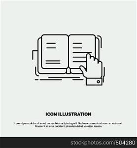 book, lesson, study, literature, reading Icon. Line vector gray symbol for UI and UX, website or mobile application. Vector EPS10 Abstract Template background