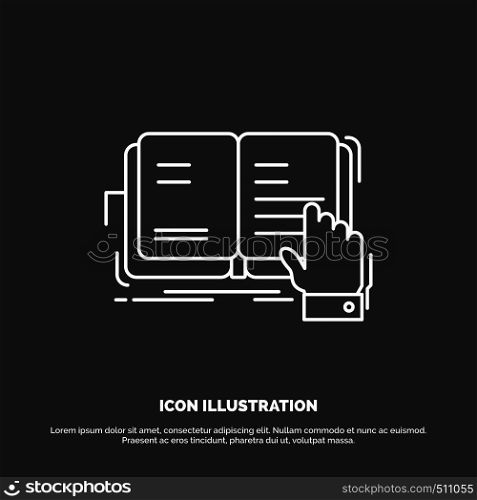 book, lesson, study, literature, reading Icon. Line vector symbol for UI and UX, website or mobile application. Vector EPS10 Abstract Template background