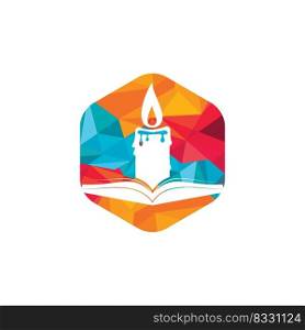 Book light vector logo design. Book and Candle vector logo design template. 