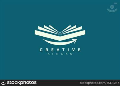 Book logo design opens with a smile. Minimalist and modern vector illustration design suitable for business or brand