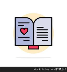 Book, Love, Heart, Wedding Abstract Circle Background Flat color Icon