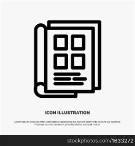 Book, Newspaper, Paper, Notebook, Phonebook Line Icon Vector
