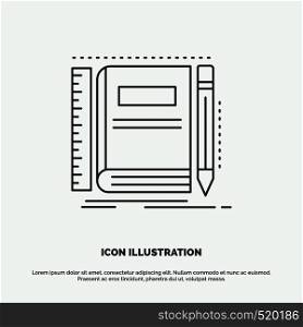 Book, notebook, notepad, pocket, sketching Icon. Line vector gray symbol for UI and UX, website or mobile application. Vector EPS10 Abstract Template background