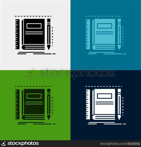 Book, notebook, notepad, pocket, sketching Icon Over Various Background. glyph style design, designed for web and app. Eps 10 vector illustration. Vector EPS10 Abstract Template background