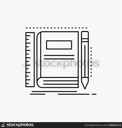 Book, notebook, notepad, pocket, sketching Line Icon. Vector isolated illustration