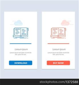 Book, Novel, Story, Writing, Theory Blue and Red Download and Buy Now web Widget Card Template