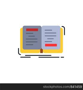 Book, Novel, Story, Writing, Theory Flat Color Icon. Vector icon banner Template