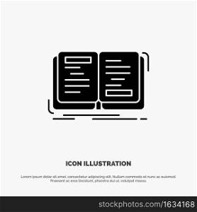 Book, Novel, Story, Writing, Theory solid Glyph Icon vector