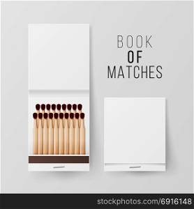 Book Of Matches Vector. Top View. Book Of Matches Vector. Top View Closed Opened Blank. For Adding Your Packing Design And Advertising. Realistic