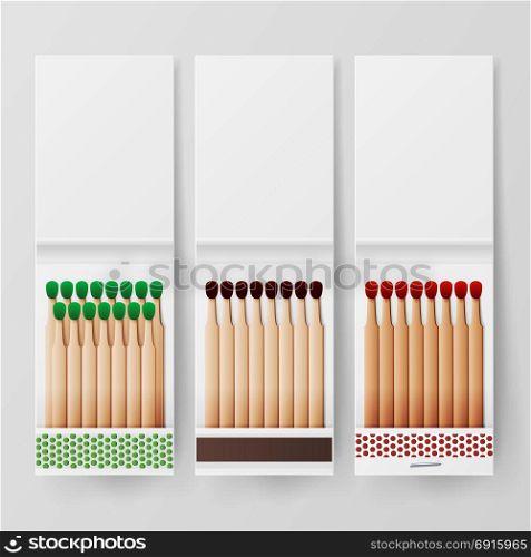 Book Of Matches Vector. Top View Closed Opened Blank. For Adding Your Packing Design And Advertising. Realistic Illustration. Book Of Matches Vector. Top View Closed Opened Blank. For Adding Your Packing Design And Advertising. Realistic