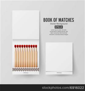 Book Of Matches Vector. Top View Closed Opened Blank. Empty Mock Up. Realistic Illustration. Book Of Matches Vector. Top View Closed Opened Blank. For Adding Your Packing Design And Advertising. Realistic