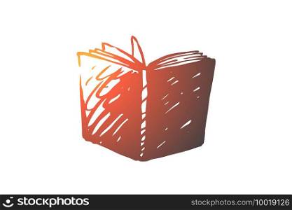 Book, open, library, education, page concept. Hand drawn open book, symbol of education concept sketch. Isolated vector illustration.. Book, open, library, education, page concept. Hand drawn isolated vector.