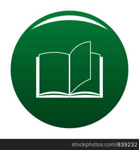 Book page icon. Simple illustration of book page vector icon for any design green. Book page icon vector green