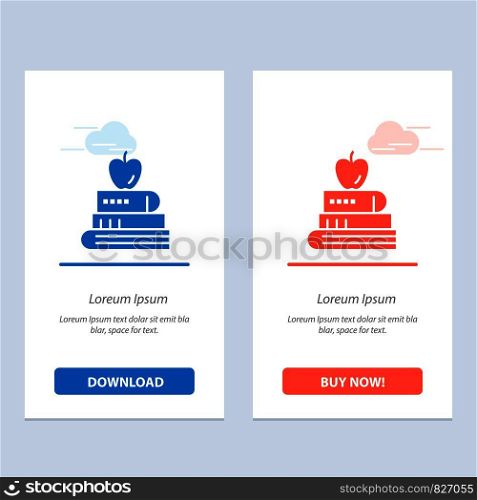 Book, Pen, Food, Education Blue and Red Download and Buy Now web Widget Card Template