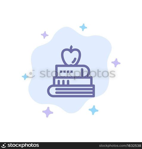 Book, Pen, Food, Education Blue Icon on Abstract Cloud Background