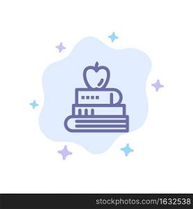 Book, Pen, Food, Education Blue Icon on Abstract Cloud Background