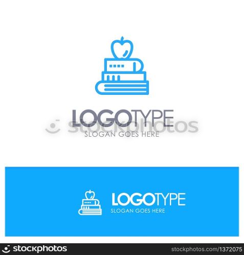Book, Pen, Food, Education Blue Logo Line Style