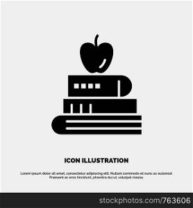 Book, Pen, Food, Education Solid Black Glyph Icon