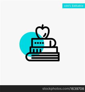 Book, Pen, Food, Education turquoise highlight circle point Vector icon