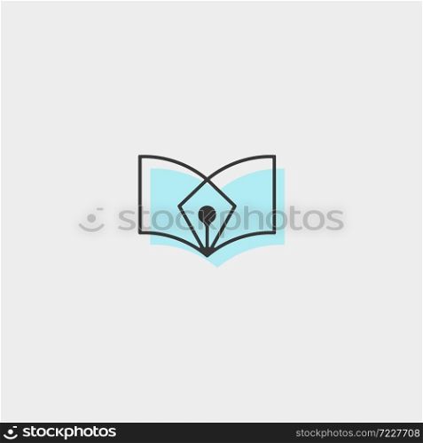 Book Pen Logo Design Vector Illustration