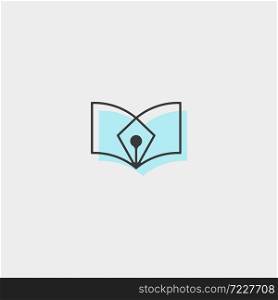 Book Pen Logo Design Vector Illustration