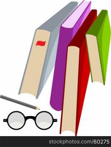 Book Pencil Spectacle Vector Illustration